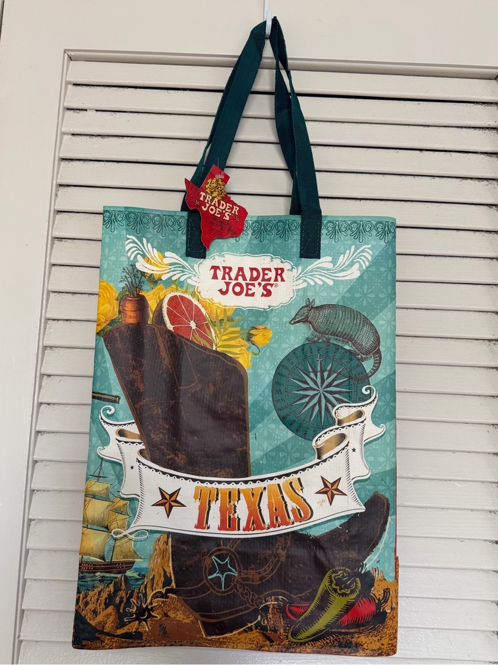 NWT Trader Joe’s Texas Reusable Tote Bag Grocery Shopping Bag 6 Gallon Mystery